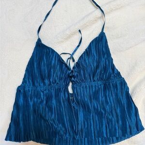 Elegant Blue Halter Top